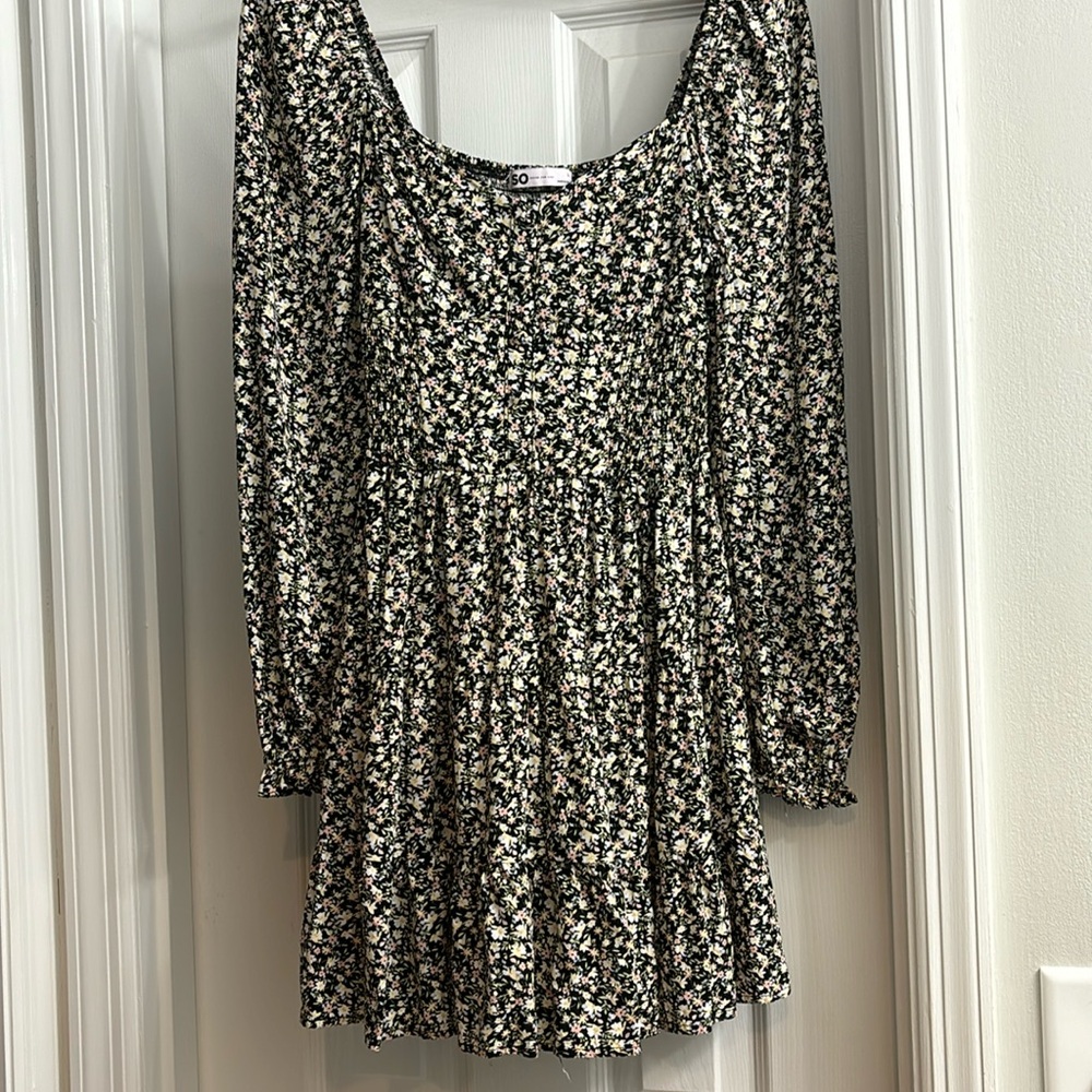 SO long sleeve floral dress